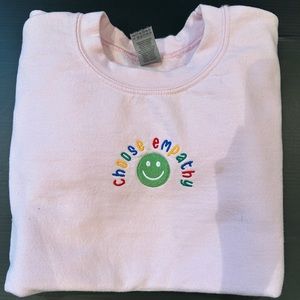 pink etsy choose empathy smiley face crewneck